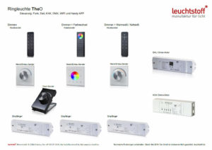 Grafik mit Zubehoer für LED Leuchten der Lichtmanufaktur Leuchtstoff