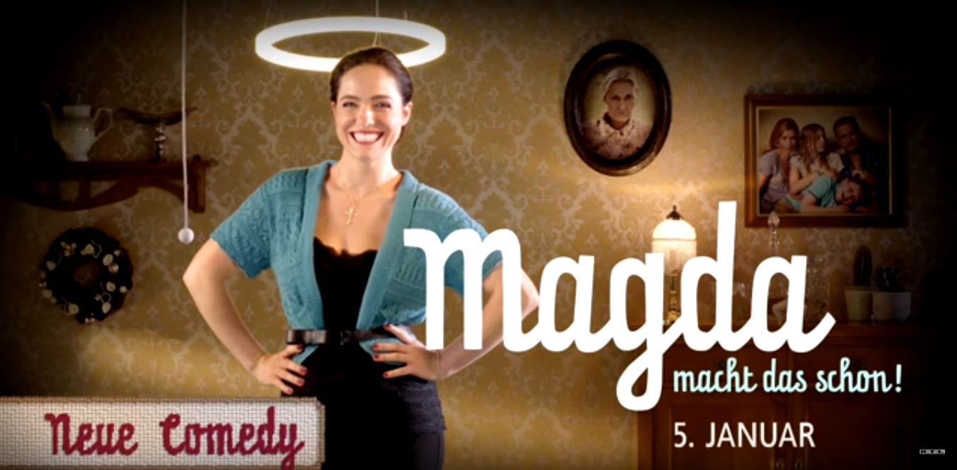 Ringleuchte-TheO-als heiligenschein-über Serienfigur Magda - Serien-Cover Magda macht das schon RTL